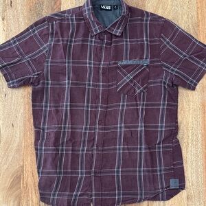 Vans Men's Burgundy Plaid Casual Shirt